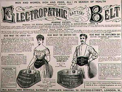 Advertentie voor de Electropathische Batterijriem, uit The Illustrated London News, 1 september 1886 door English School